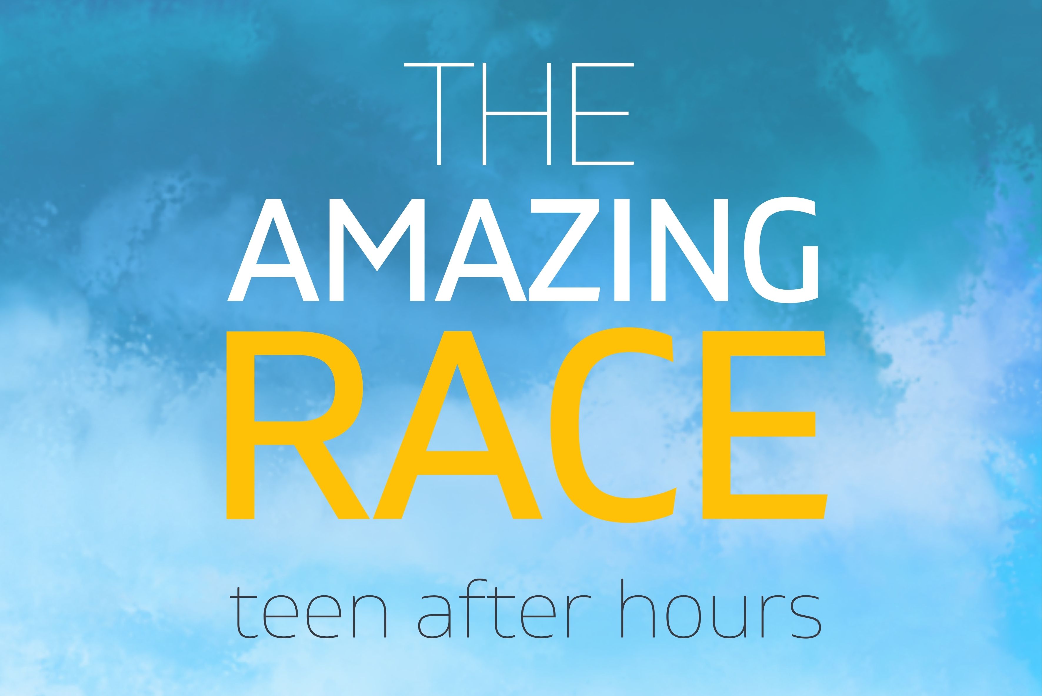 The Amazing Race Teen After Hours text on blue background