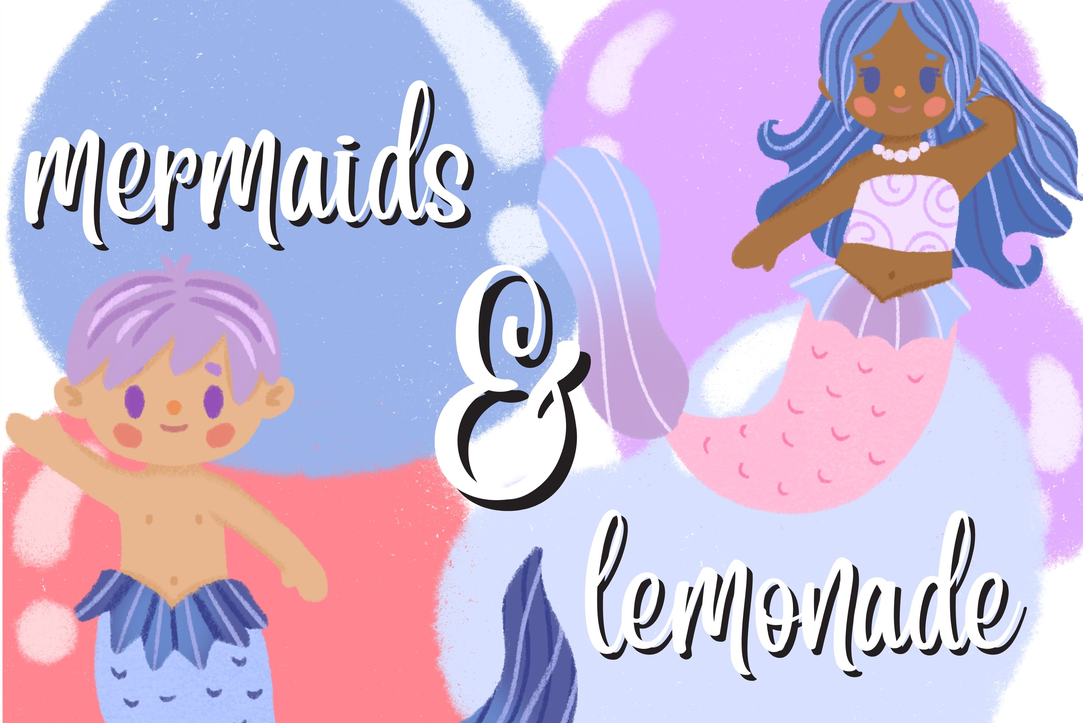 mermaids on a bubble background